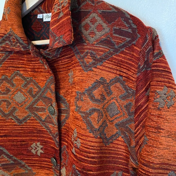 Norm Thompson Orange Button Down Tapestry Jacket Large - Picture 4 of 10